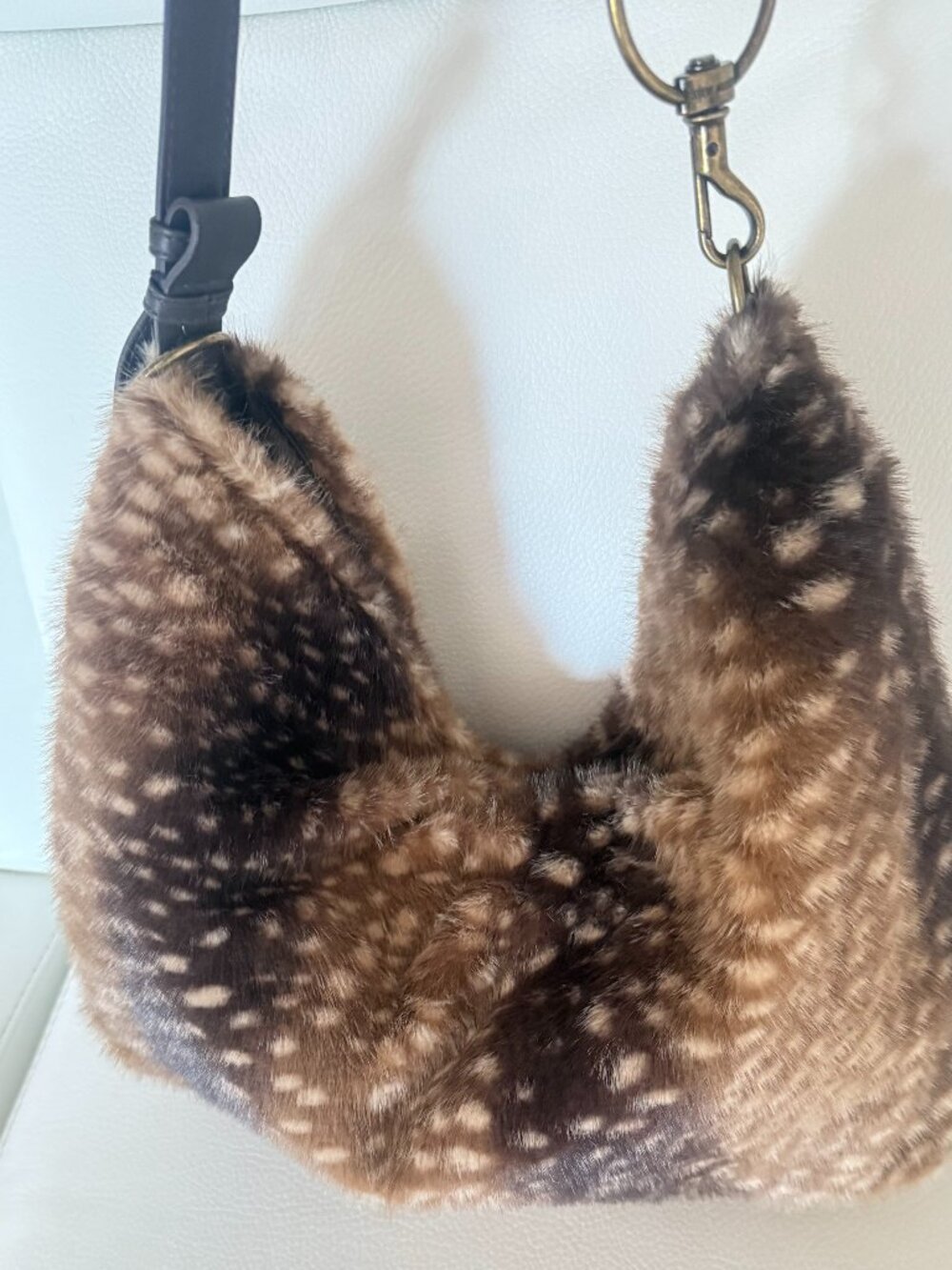 NWT Steve Madden BWALLER Faux Fur Shoulder Hobo Bag & crossbody Brown